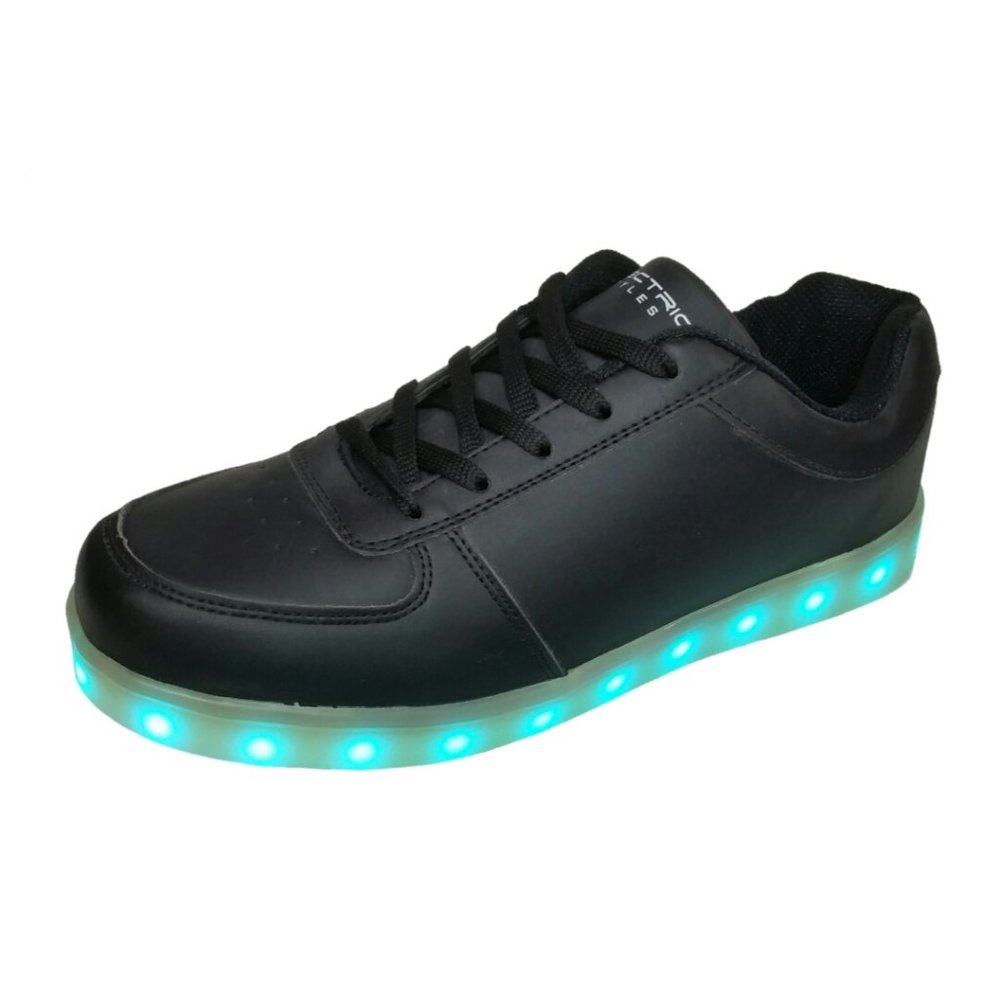Electric Styles LED Shoes Women's Light Up Glow Sneakers Basic Black Lo Top Bolt